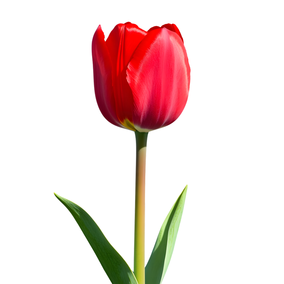 A vibrant red tulip blossom emerging gracefully, symbolizing beauty and nature's charm in a stunning floral presentation. png