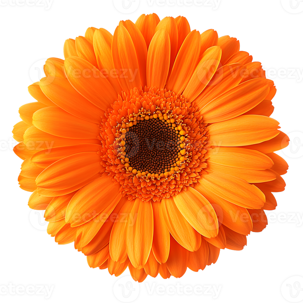 Vibrant orange flower with striking petals, perfect for adding a touch of brightness and color to any design or project. png