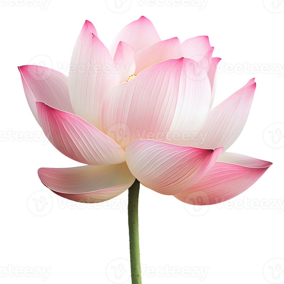 elegante loto flor floreciente con suave rosado y blanco pétalos, simbolizando pureza y tranquilidad en naturaleza. png