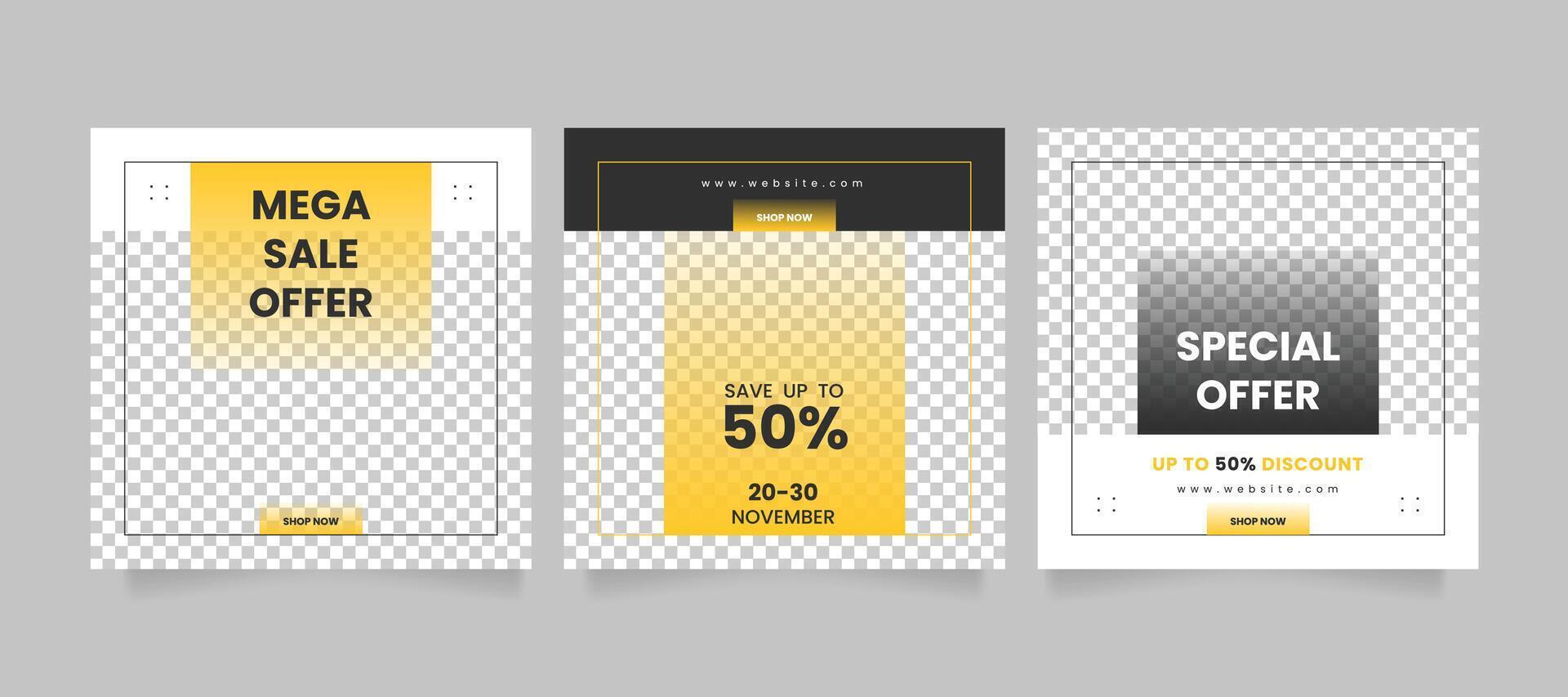 Client feedback social media post bundle carousel template design. Clean and modern client testimonial banner set template. Customer review or rating template vector