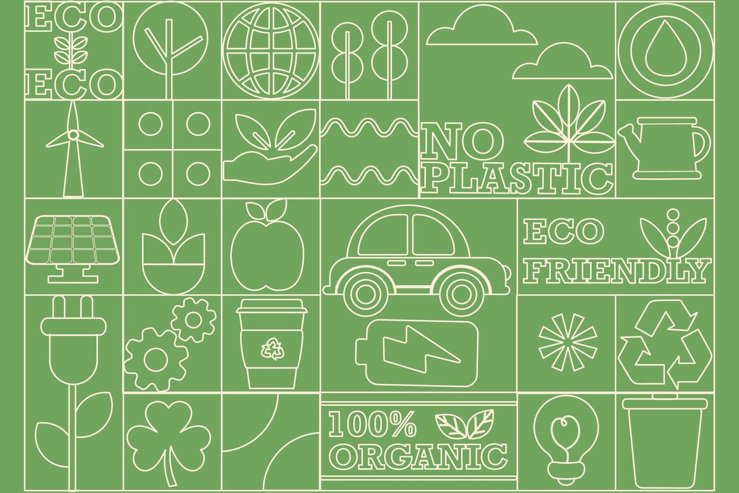 Geometric outline eco friendly background. Bauhaus. Seamless pattern vector