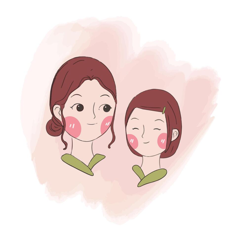 mother and girl vector