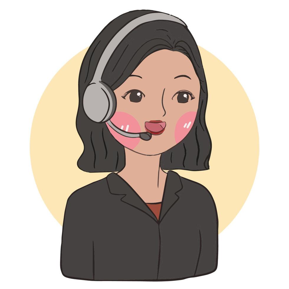 customer service agent woman vector