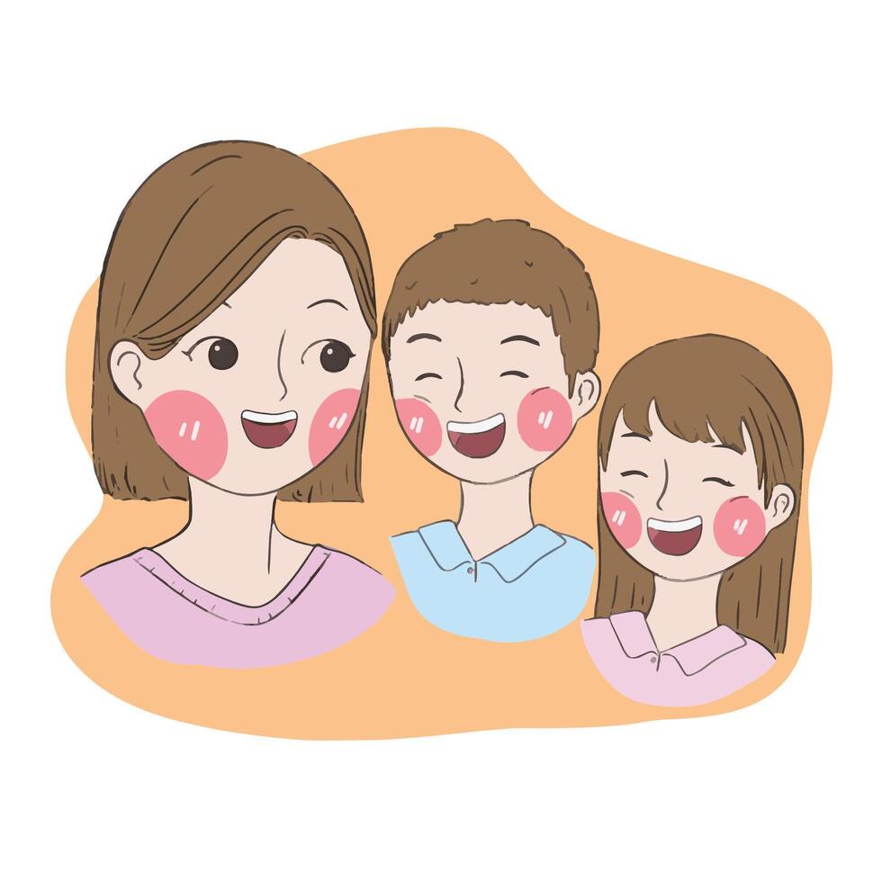 a cute family with mom boy and girl vector