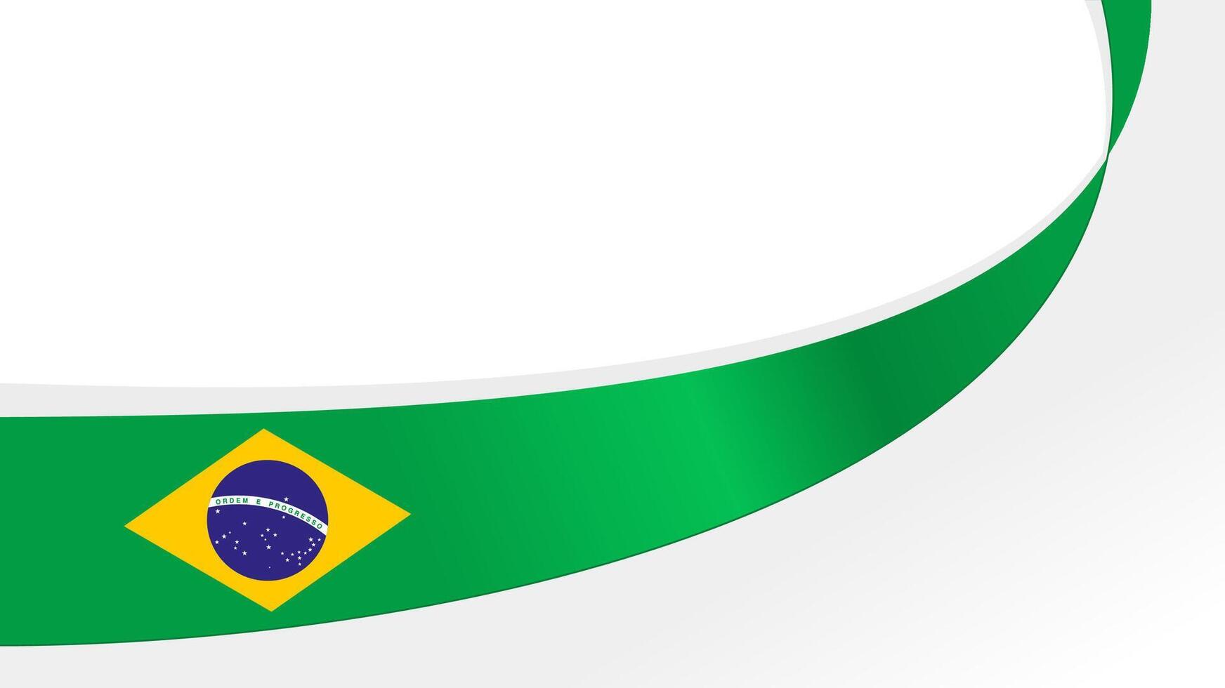 Curved ribbon with flag of Brazil on white background with copyspace vector
