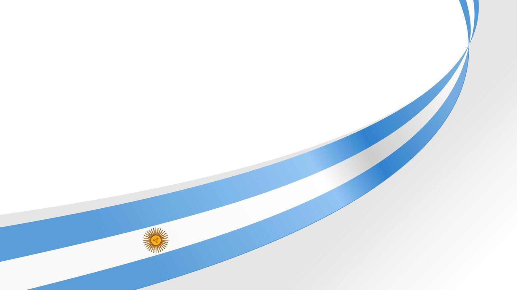 Curved ribbon with flag of Argentina on white background with copyspace vector
