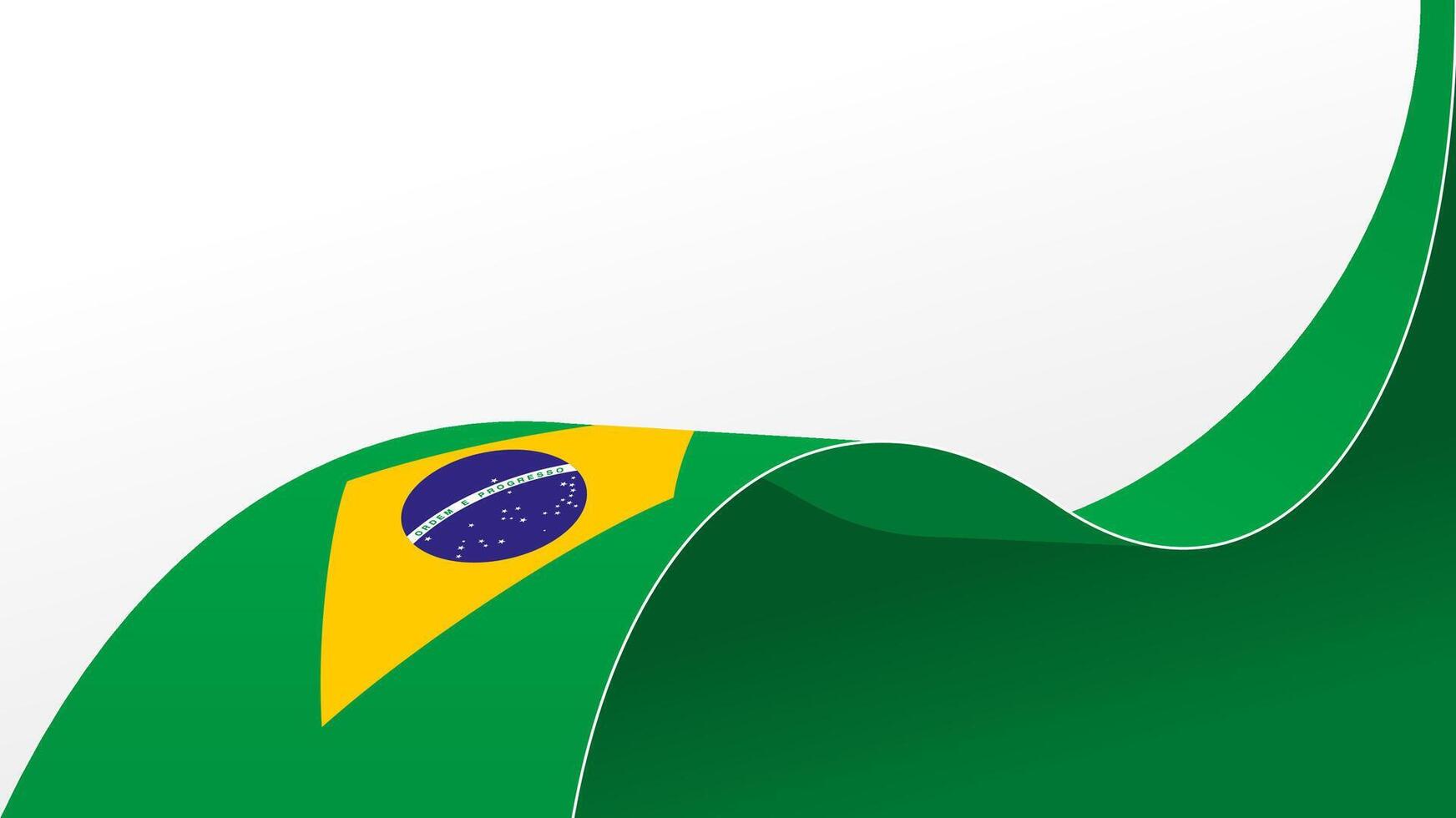 waving brazil flag ribbon background with copy space for text. brazil national day vector