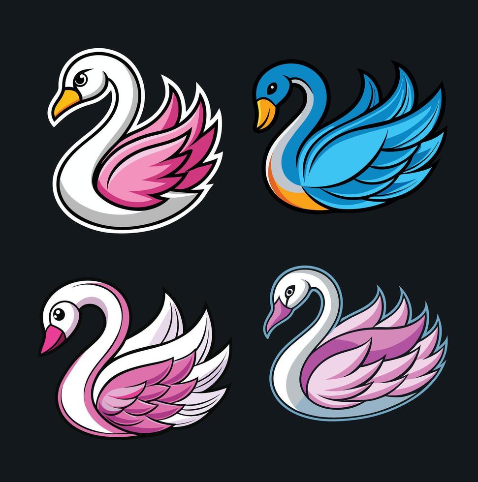 a set of swan illustration. vector