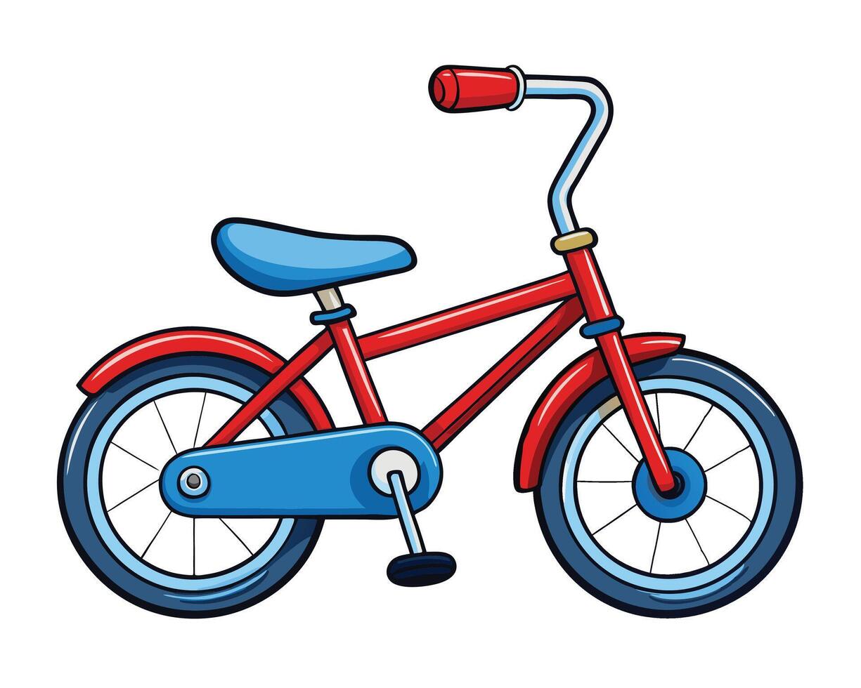 Classic Kids Bicycle Art with Red Frame and Playful Design vector