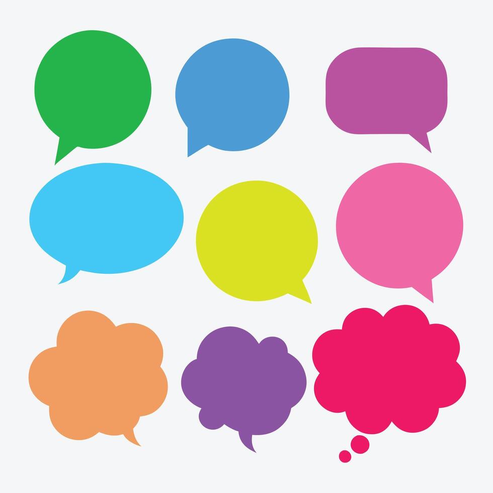 Illustration of Blank Comic Speech Bubbles in Flat Color vector