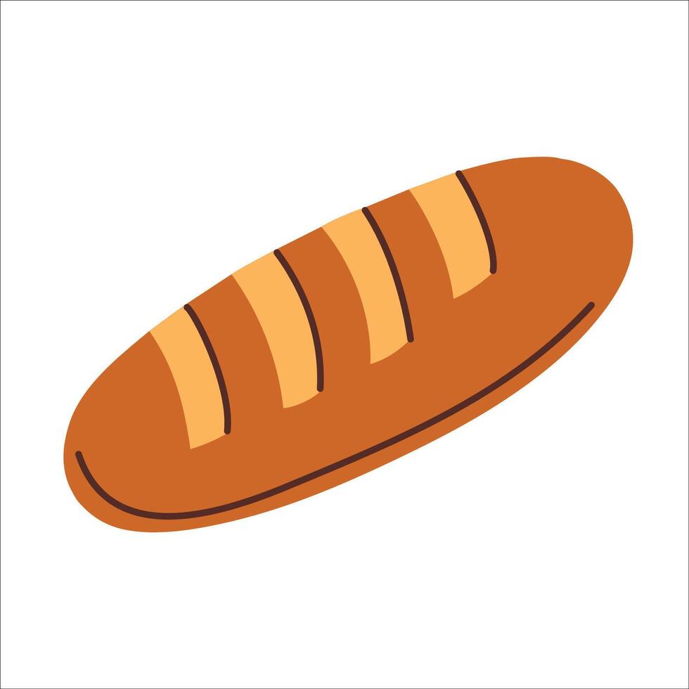 Loaf of bread isolated on white background flat illustration. vector