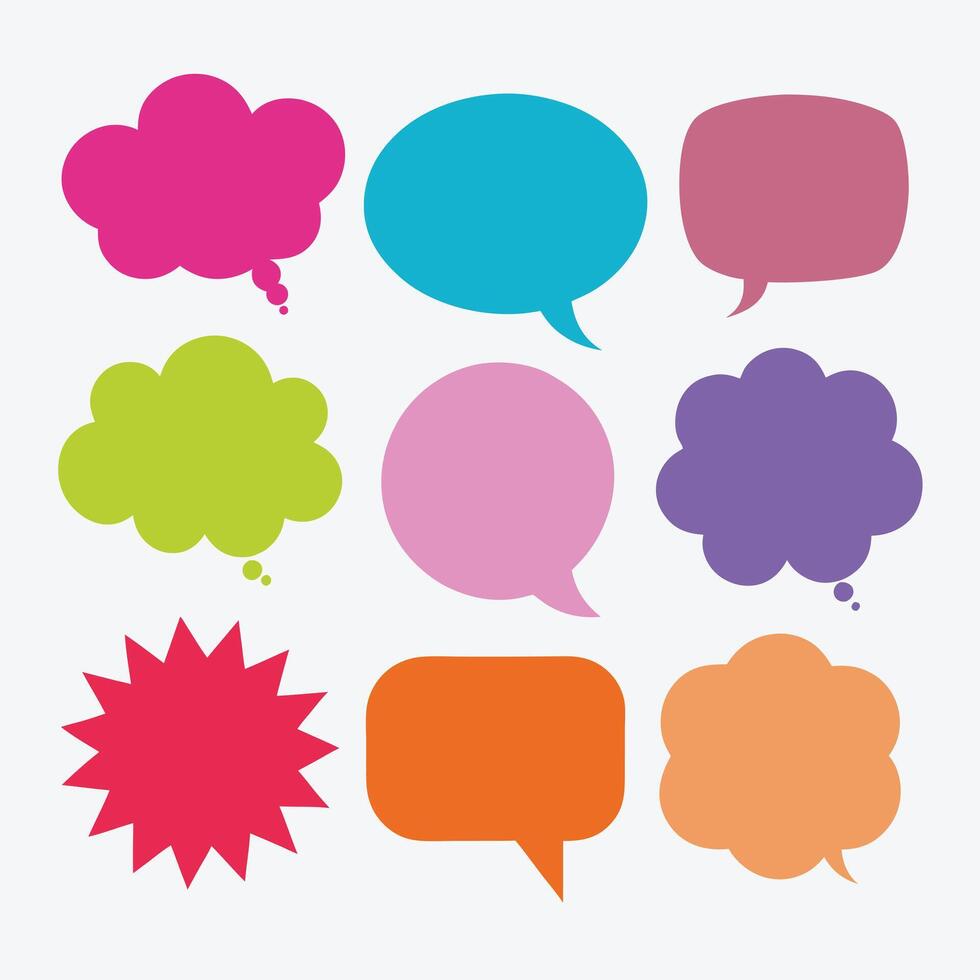Flat Color Comic Speech Bubbles Bundle for Creative Designs vector