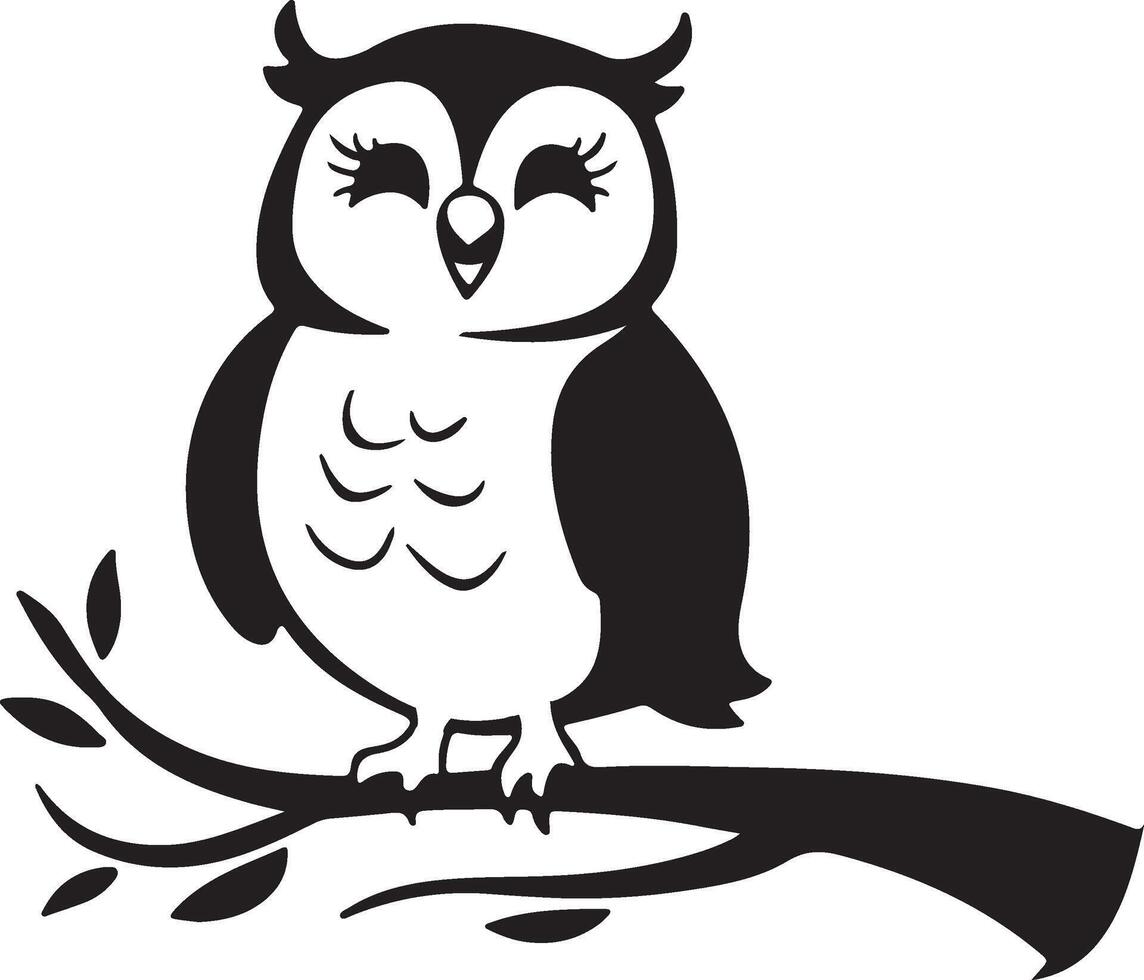 owl sitting on branch vector