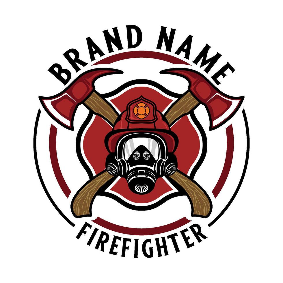 firefighter Logo design. with the concept of axes and fire helmets vector