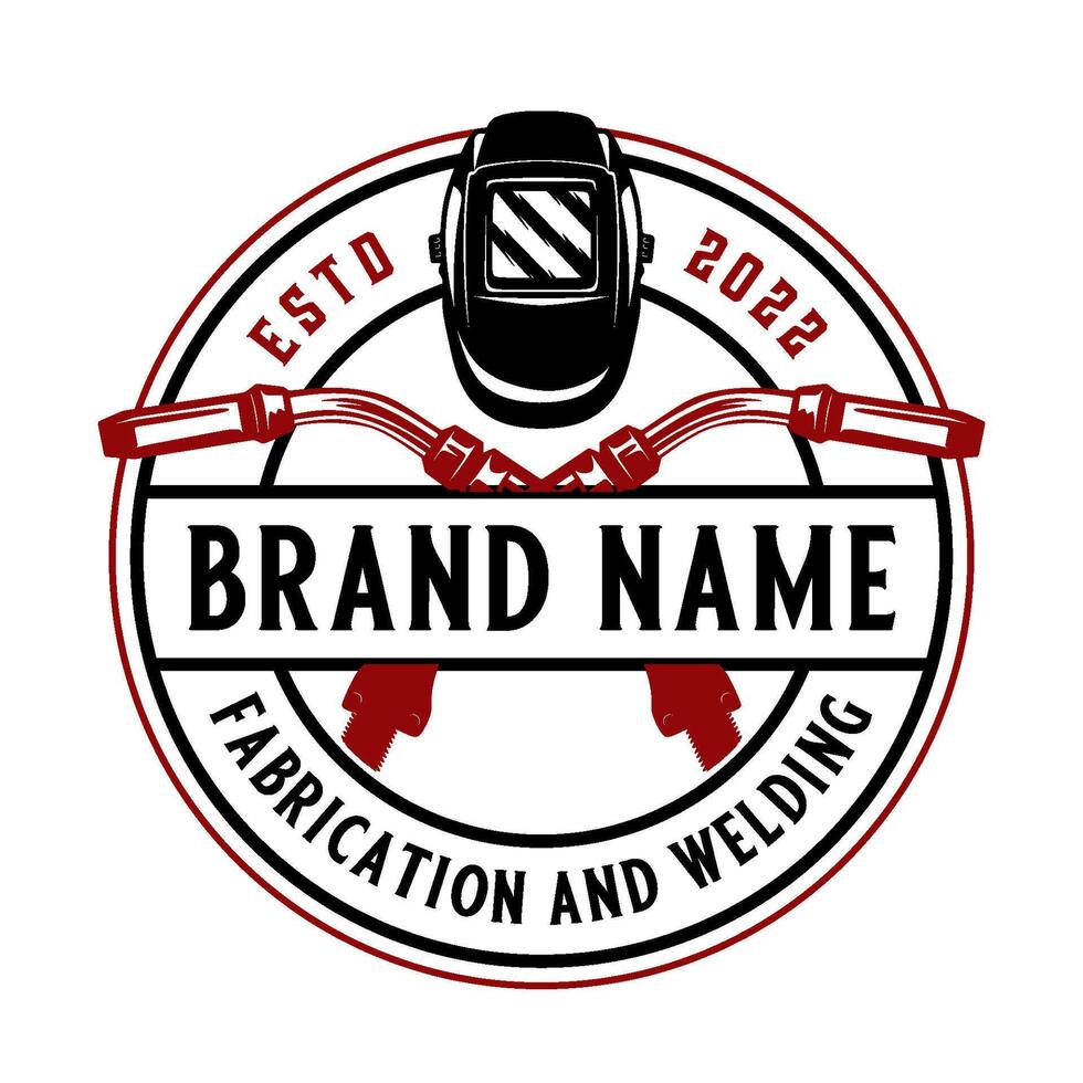 welder emblem logo. simple welding helmet and torch welding icon for welding industry. vector