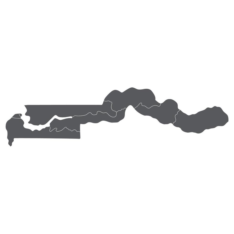 Gambia map. Map of Gambia in administrative provinces in grey color vector