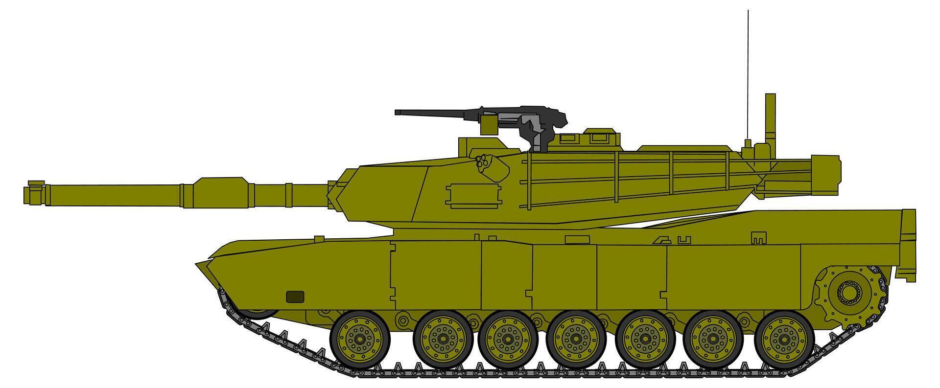 An army tank is shown on a white background vector