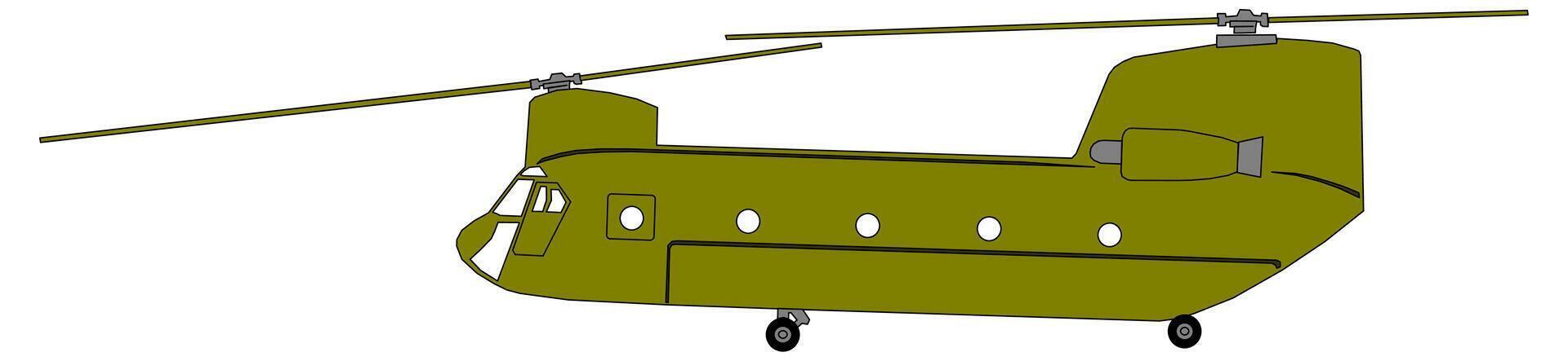 A green helicopter with two propellers on the front vector