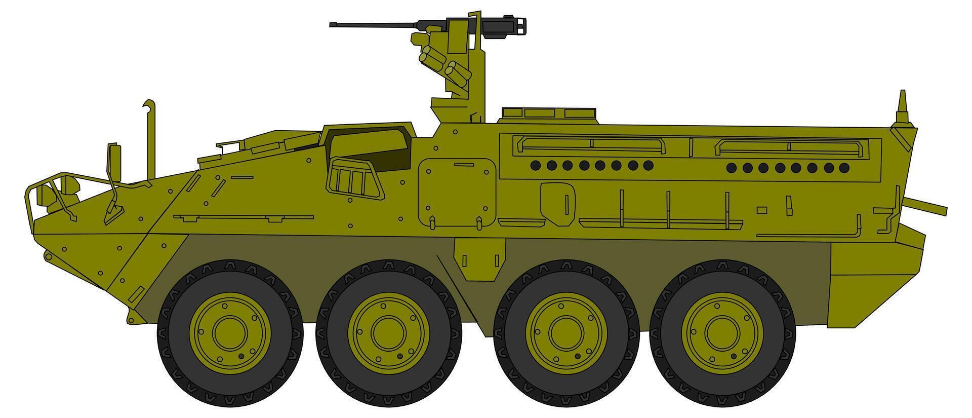 An army vehicle with a gun mounted on the front vector