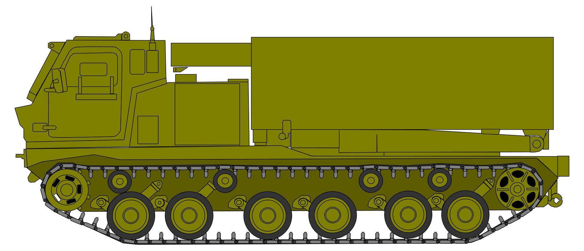 A military vehicle with a large tank on it vector