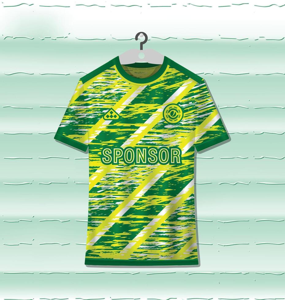 Football sport uniform design for sublimation with green and yellow colors vector