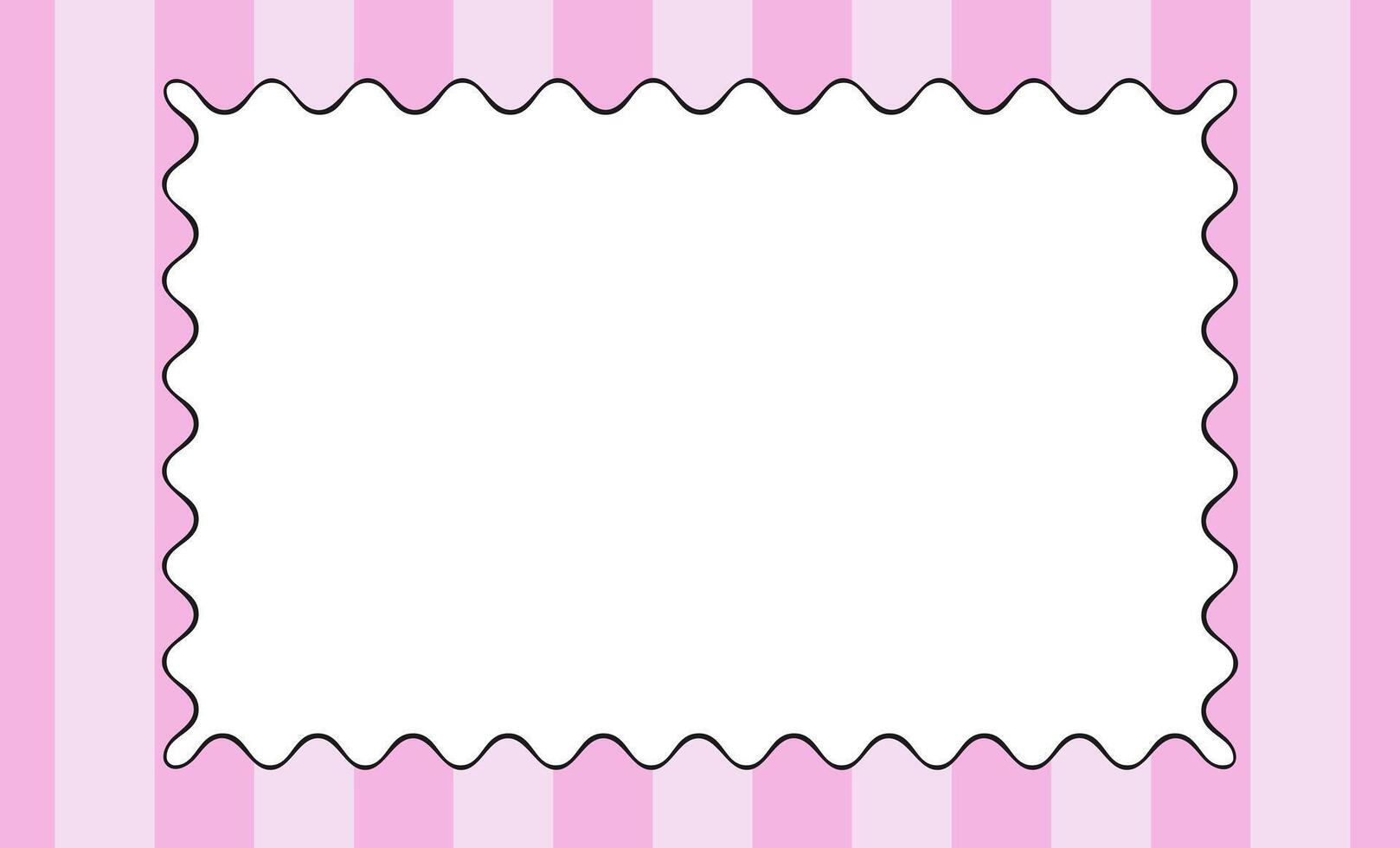 Horizontal curve frame on stroked pink background. Elements for greeting card. Rectangle boxes with curvy wiggly in flat style vector