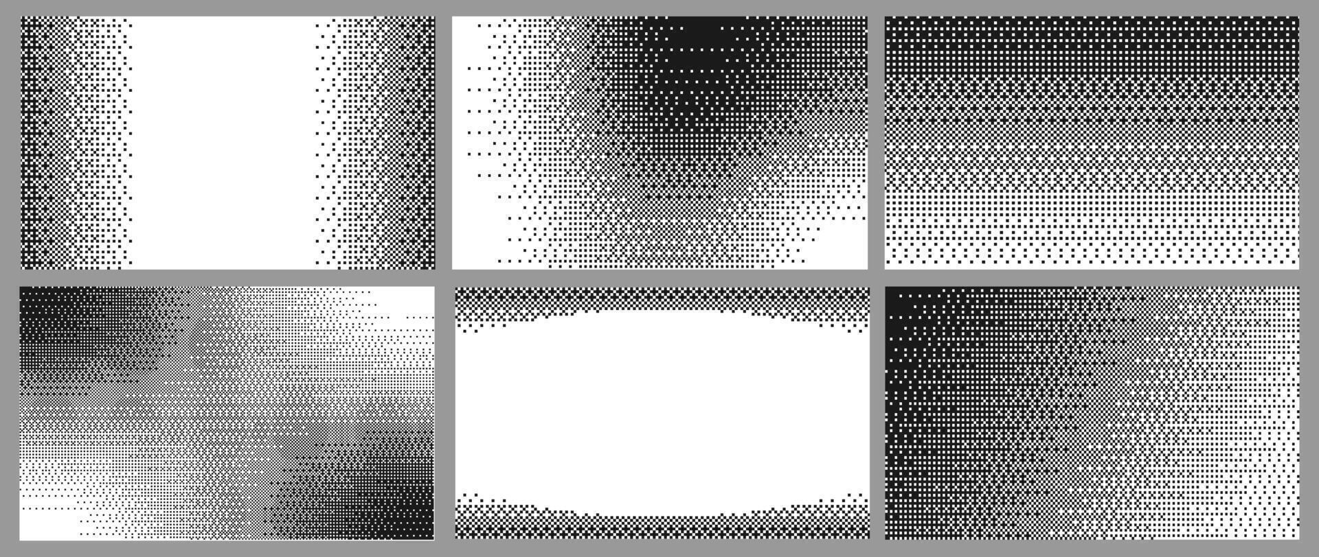 Pixelated gradient bitmap frame background. Y2K aesthetics texture. Black color. Retro game technology rectangle vector