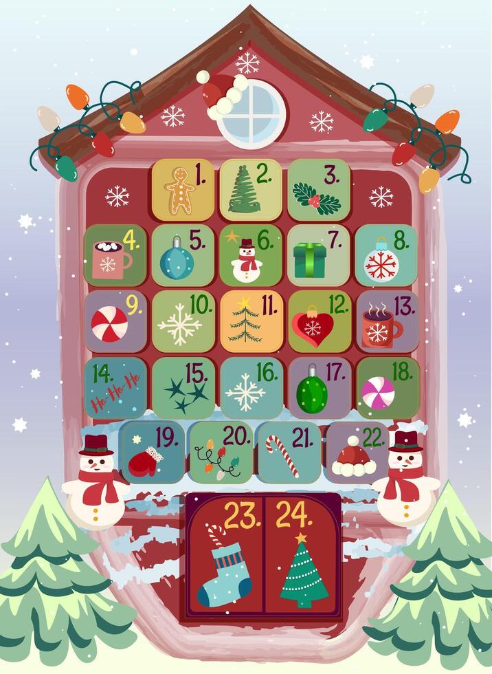 Christmas advent calendar daily gifts for festive joy vector