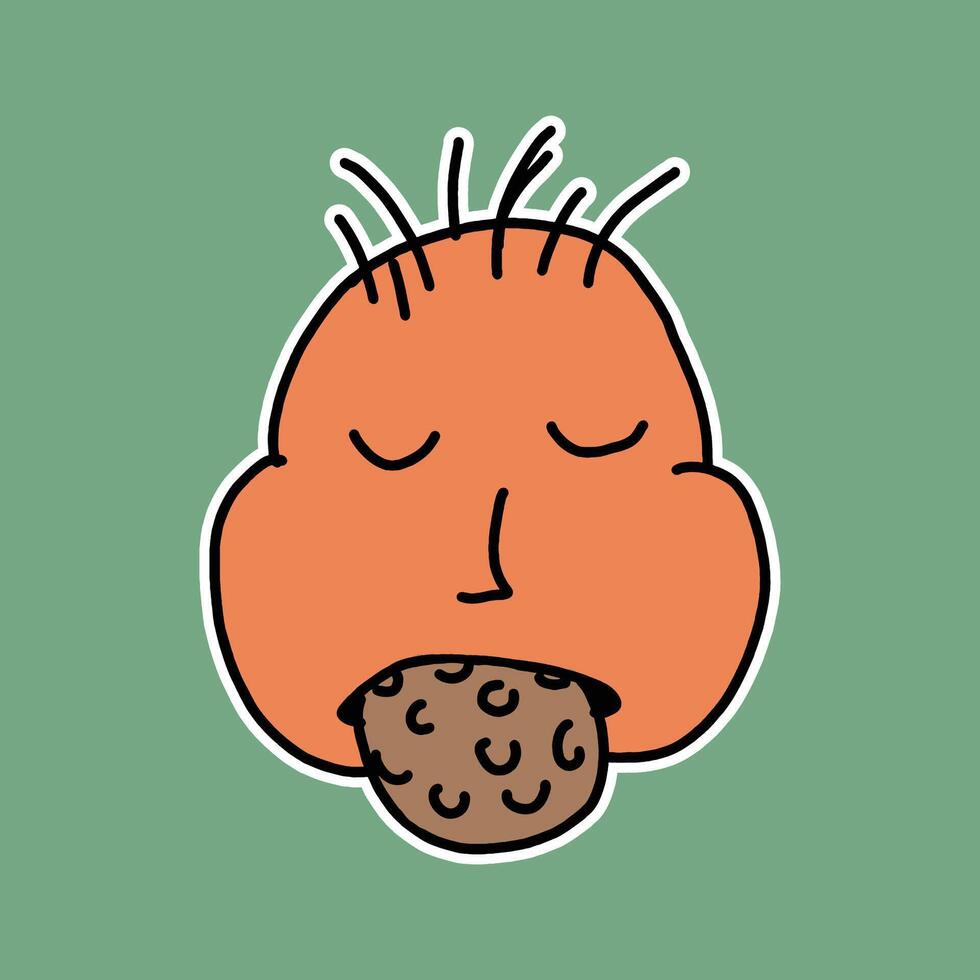 hand drawn cute doodle baby eating cookies vector