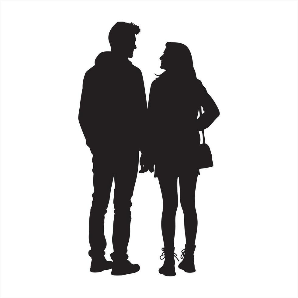 Silhouette of a Couple Holding Hands Romance and Togetherness vector