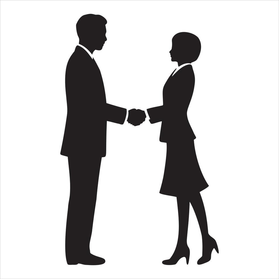 Silhouette of business people shaking hands vector