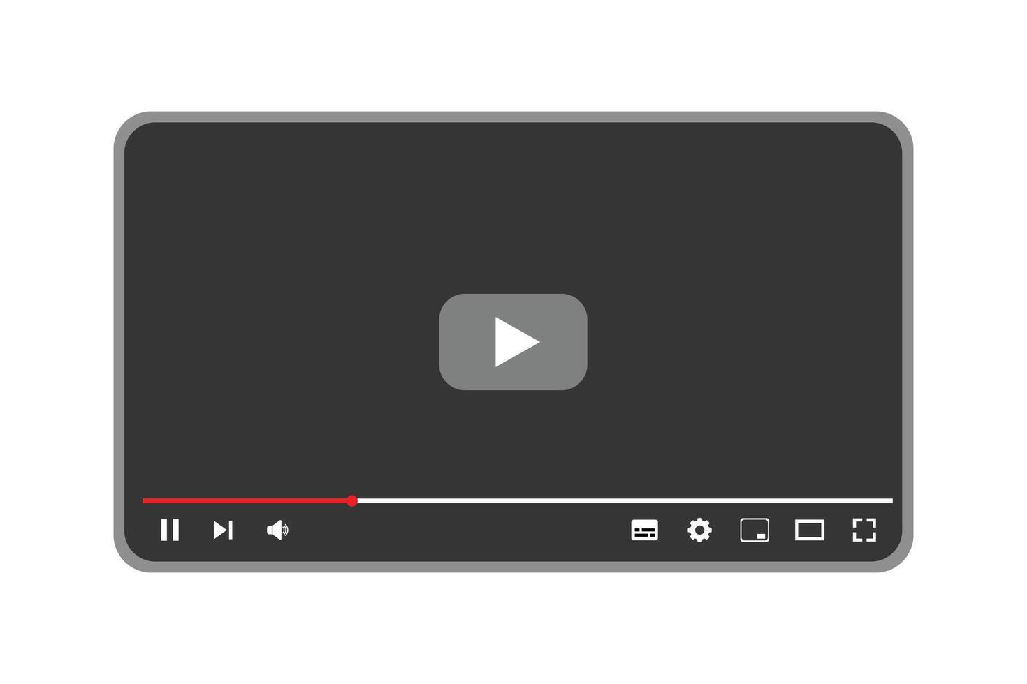 Social media player screen template, mobile player. vector