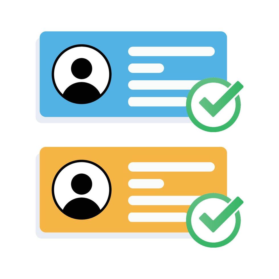 successful login concept. account has been registered, id card profile has been verified vector