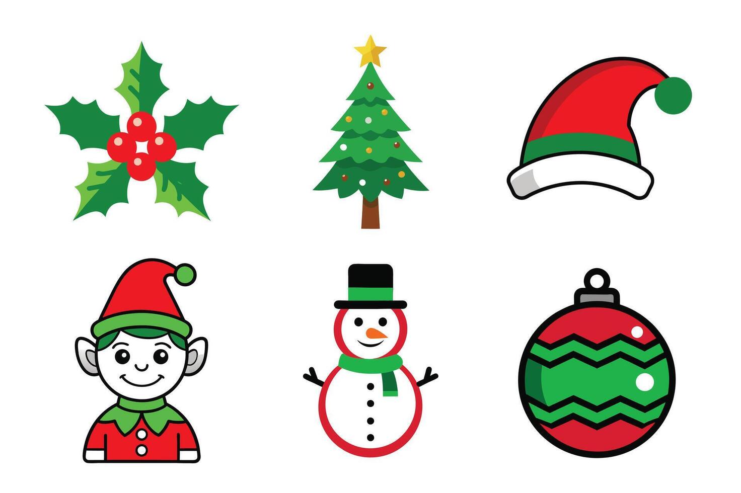 Set of merry christmas design elements vector