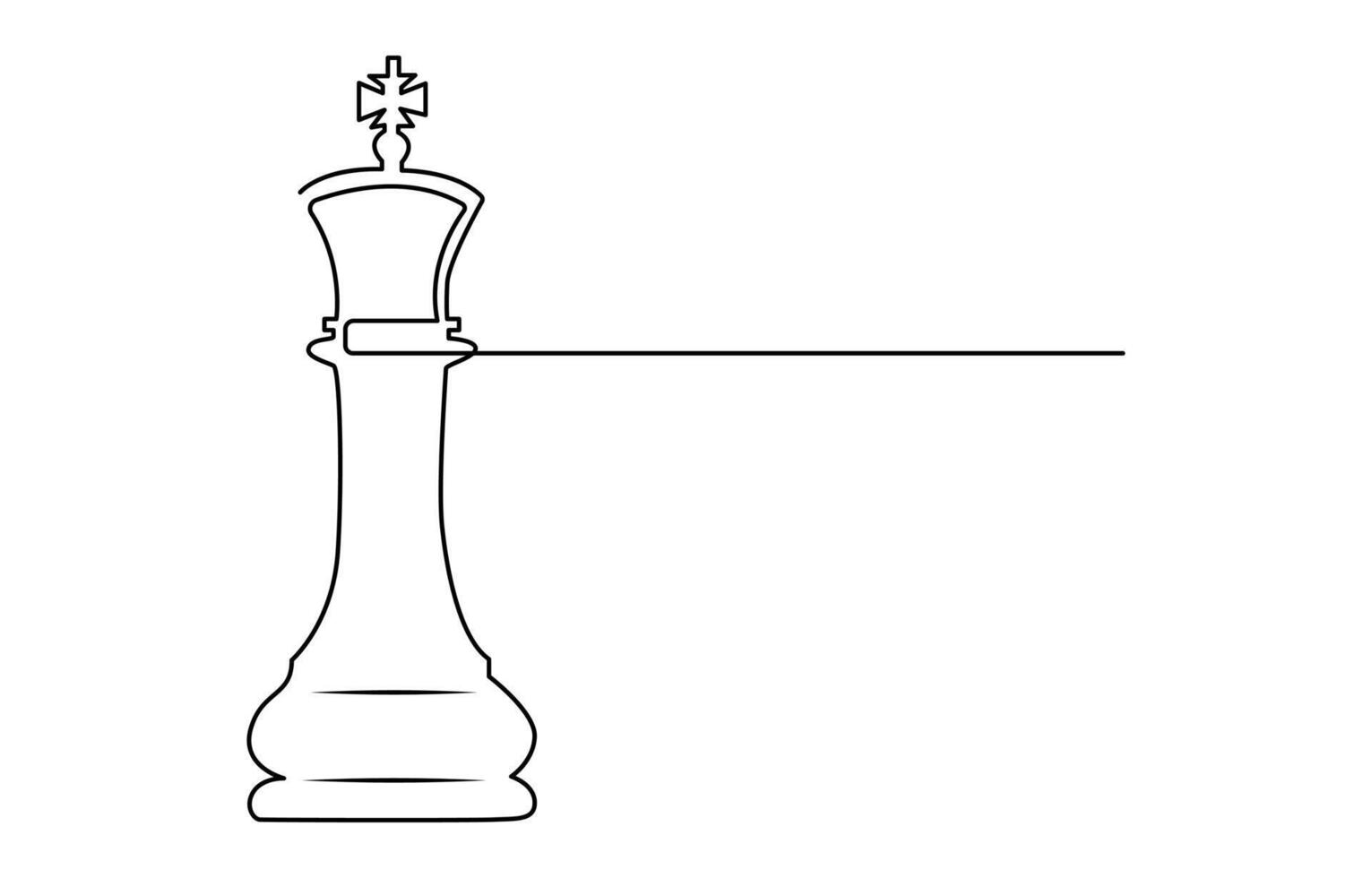 Queen and pawn, chess pieces continuous one line art vector