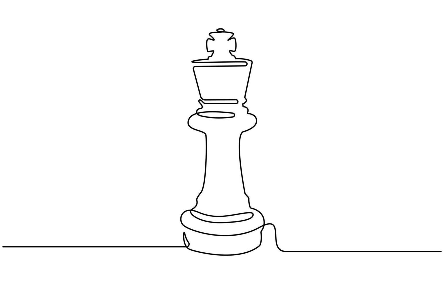 Continuous one line art drawing of chess king simple vector