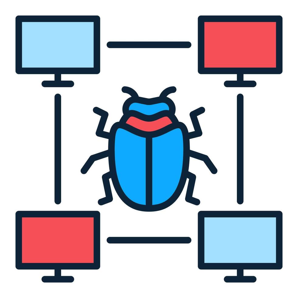 PC Bug colored icon or symbol vector