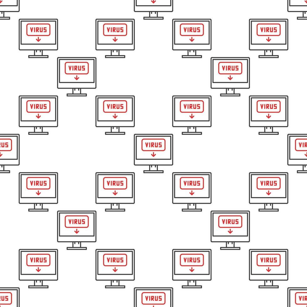 PC Computer Virus linear seamless pattern vector