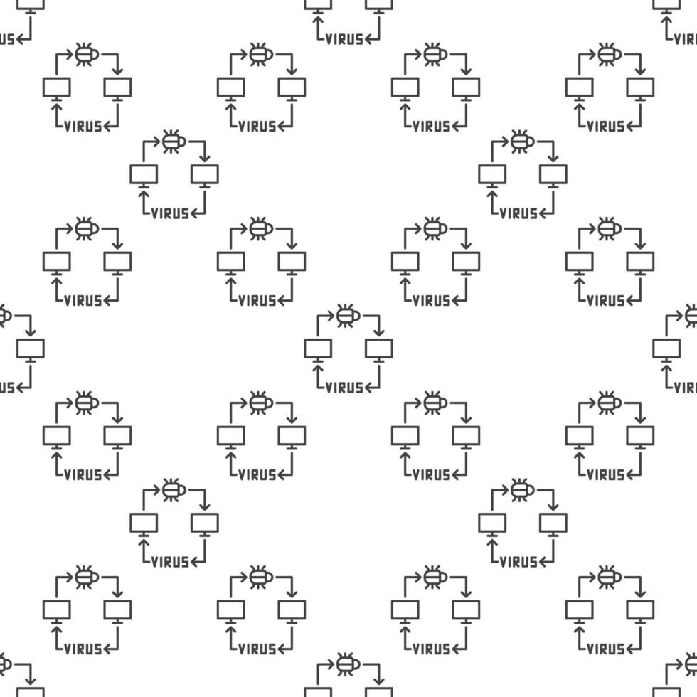 Computer Viruses and bugs linear seamless pattern vector