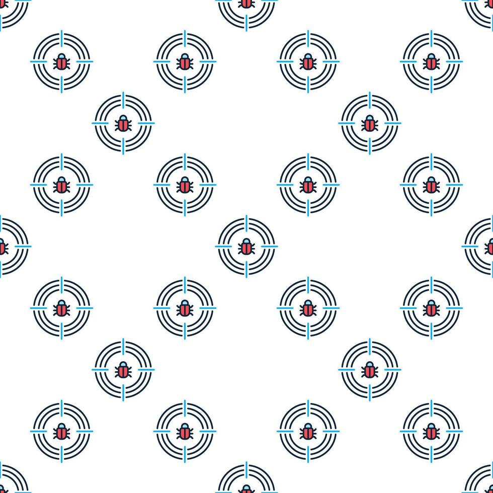 Computer Virus in Target Internet Security colored seamless pattern vector