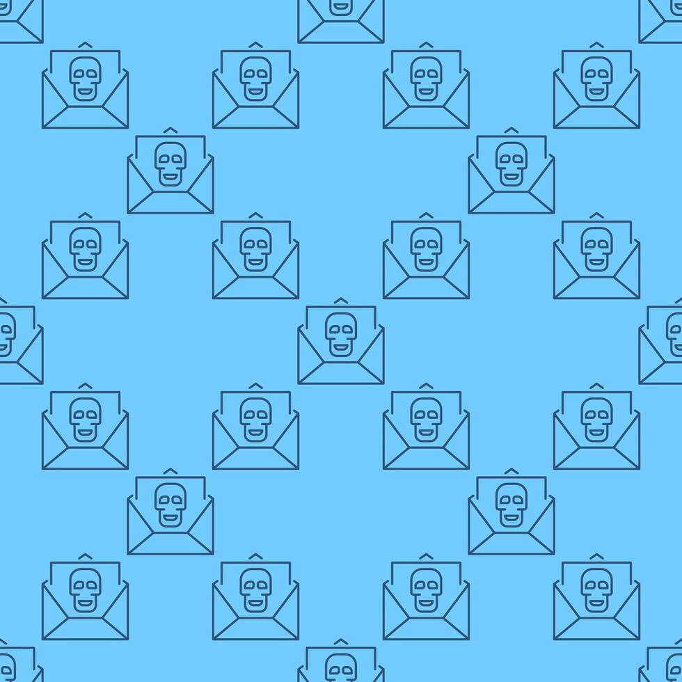 Message with Computer Virus Spam thin line seamless pattern vector