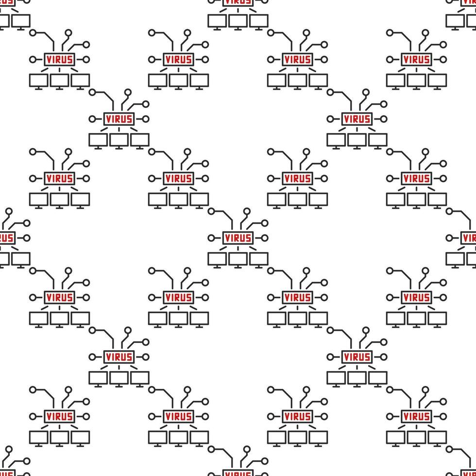 Computers with Virus PC network linear seamless pattern vector