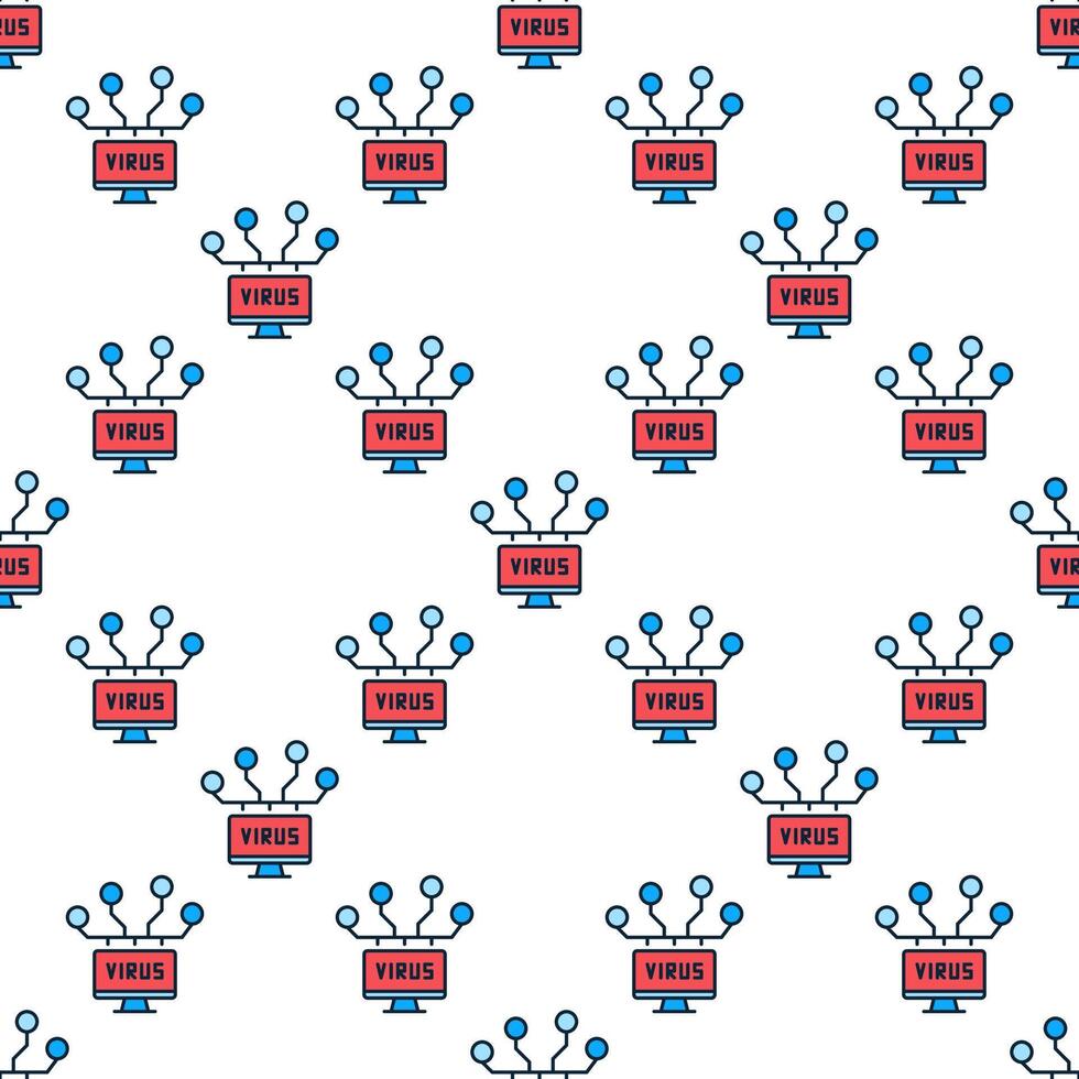 Computer Network with Virus colored seamless pattern vector