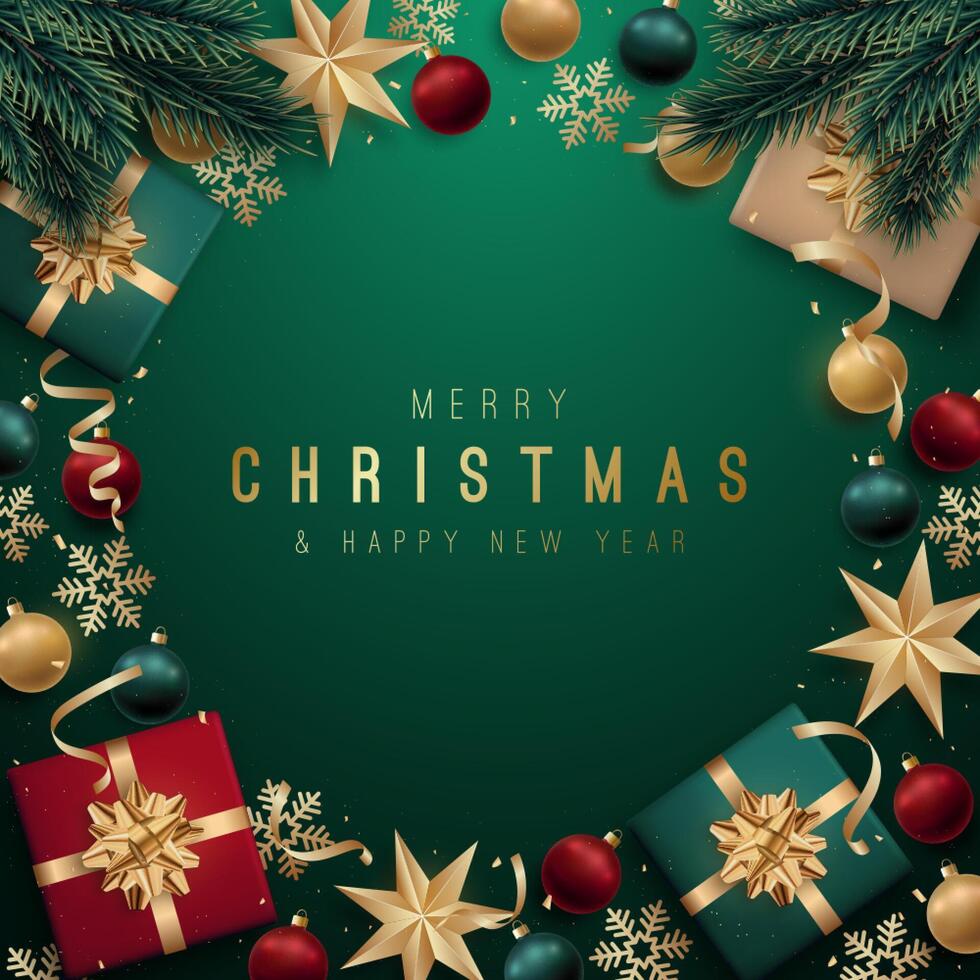 Christmas frame with free space framed by fir branches vector