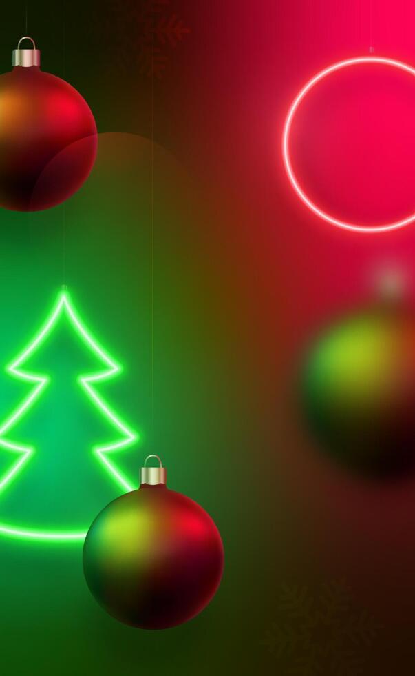 Festive Xmas vertical banner. Hanging Christmas balls vector