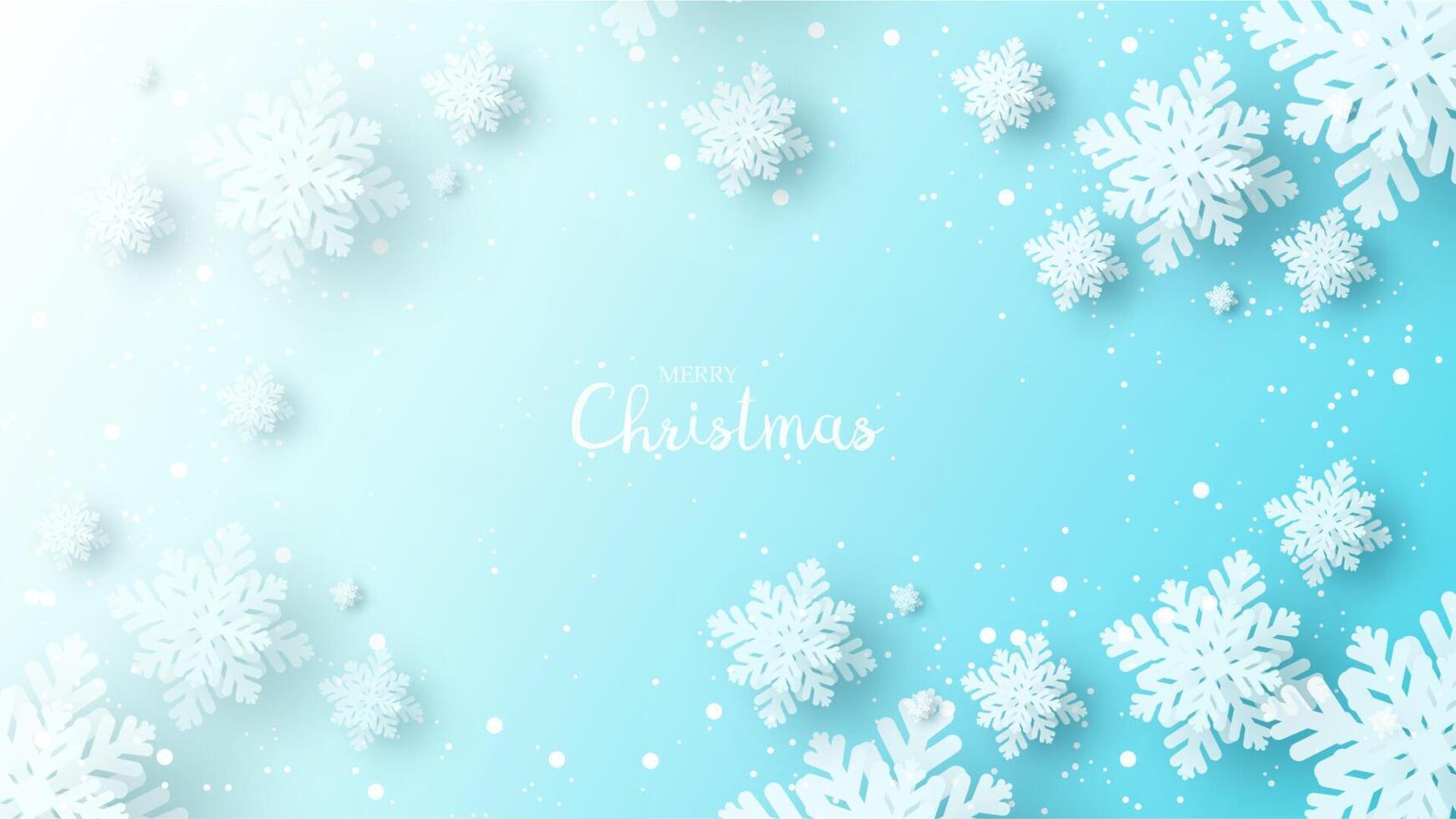 Christmas background with paper art snowflakes. vector