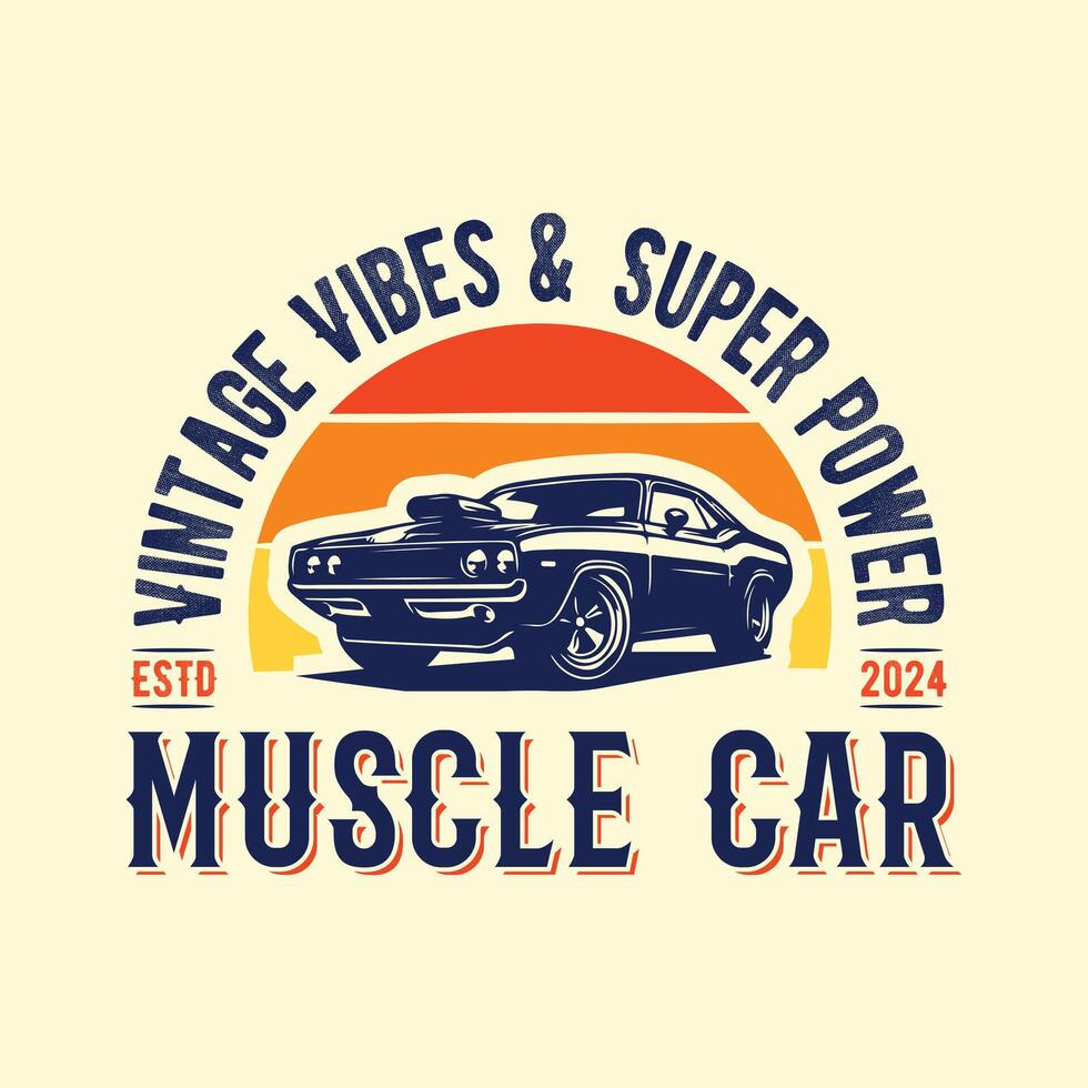 Super Muscle Car Vintage Style Speed Power Logo vector