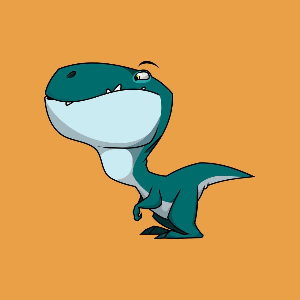 cute dinosaur isolate in orange background vector