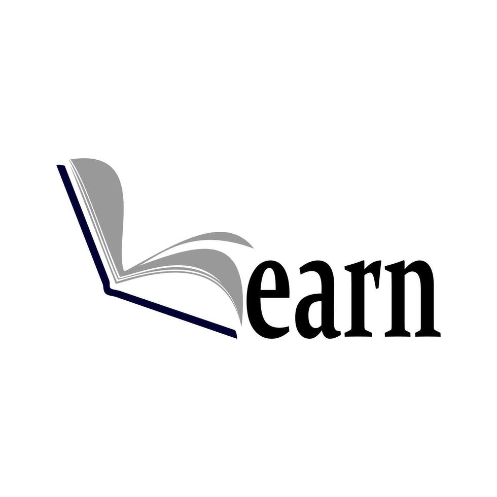learn logo and book replaces the letter l vector