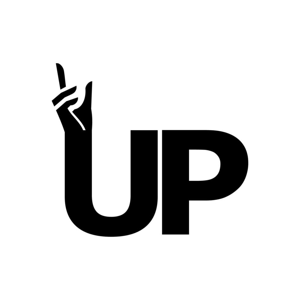 up logo and hand pointing upwards vector